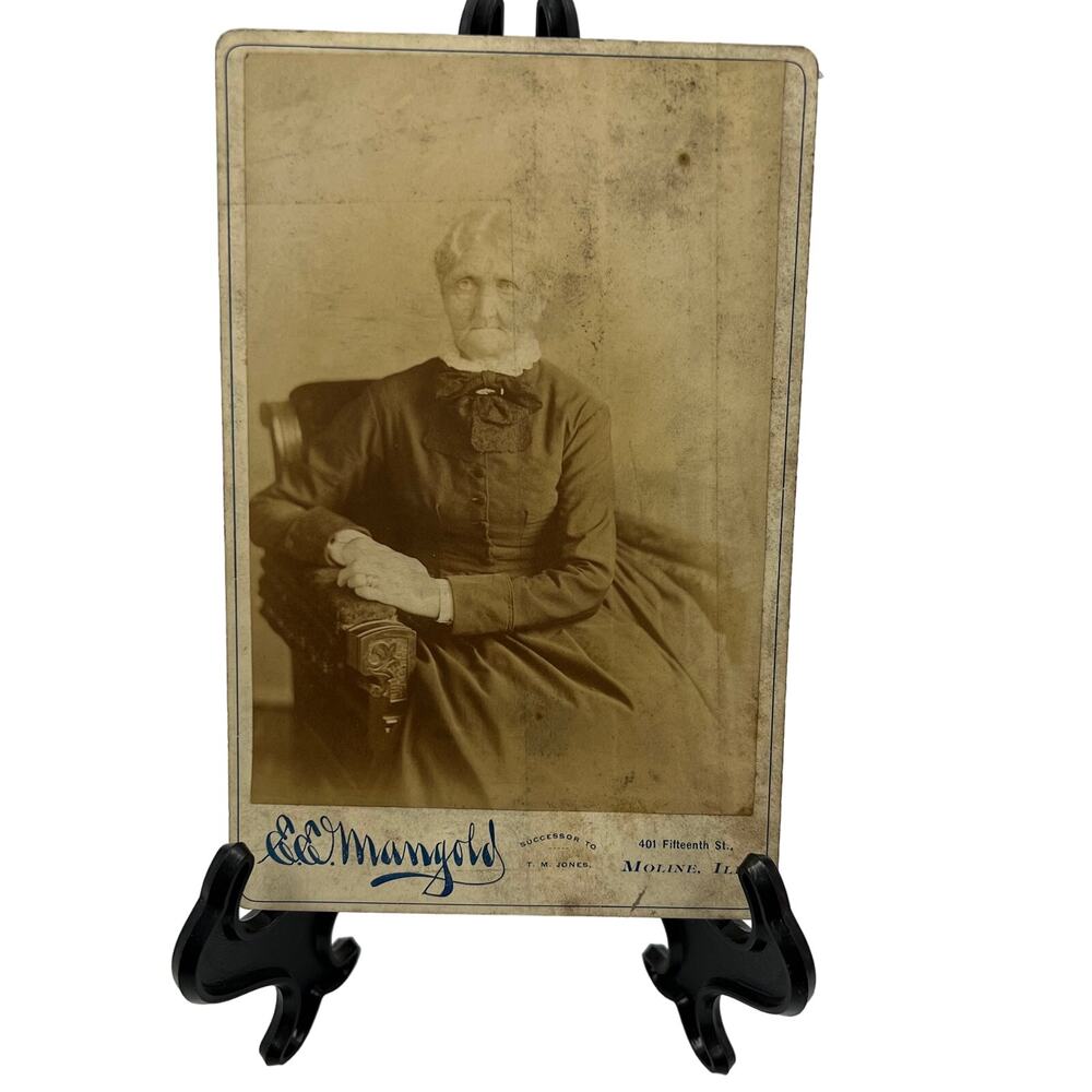 Antique Black White Elder Woman 1800's Photo‎ Mounted Card Stock Moline IL